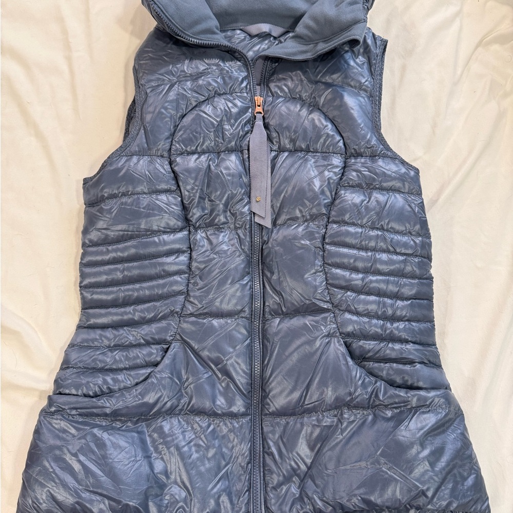 Lululemon Athletica Shiny Blue/Gray Quilted Vest